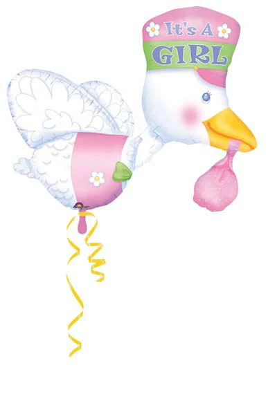 MULTI-PALLONCINO CICOGNA GIRL GONFIABILE AD ELIO (58 X 81 CM) 1 PZ