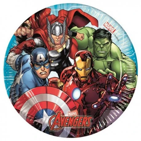 PIATTO TORTA AVENGERS 18 CM  8 PZ