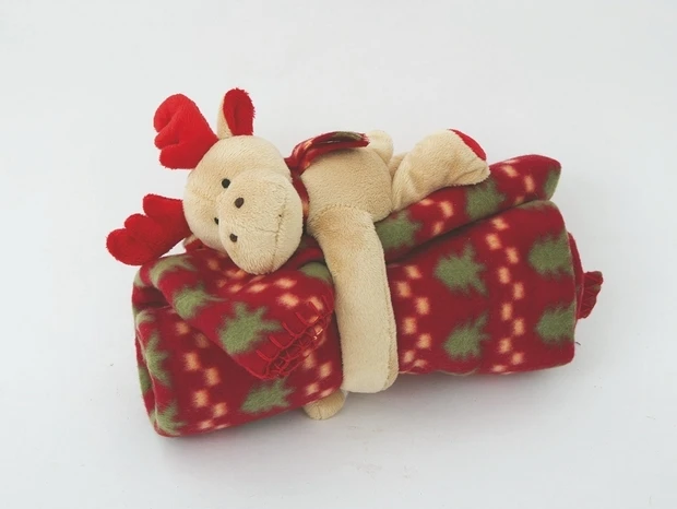 "NATALE" COPERTA PILE CON RENNA PELUCHE 