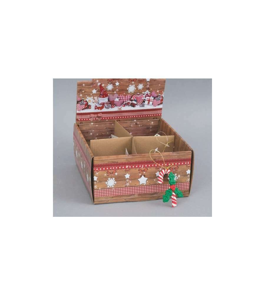 "NATALE" APPENDINO BASTONCINO BIANCO E ROSSO CON FOGLIA VERDE CM 8