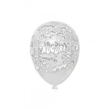 PALLONCINO LATTICE TRASPARENTE "AUGURI" (30 CM CIRCA) 100 PZ