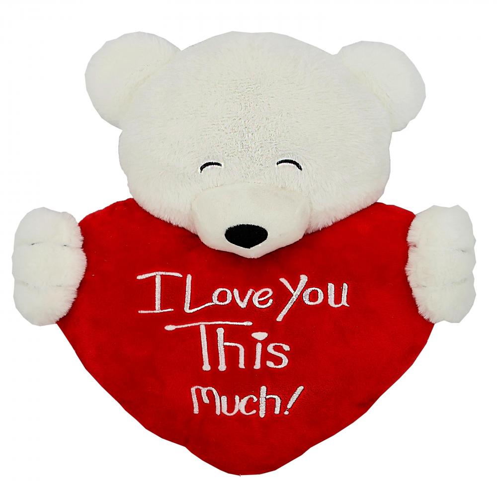 B3455-Peluche Cuore 30 cm con orsetto abbraccio 