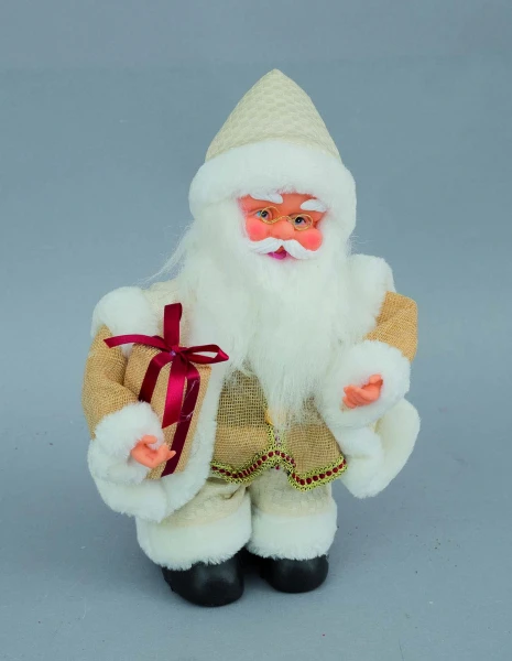 "NATALE" BABBO NATALE CON VESTITO VELLUTO AVORIO CM 30 CON MUSICA E MOVIMENTO
