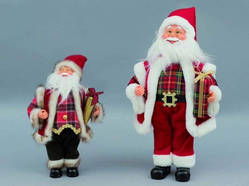 "NATALE" BABBO NATALE VESTITO ROSSO CON PELLICCIA CM 45 CARILLON MOVIMENTO E MUSICA