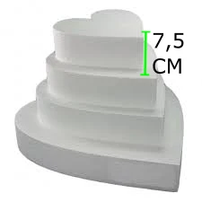 BASE PER TORTA IN POLISTIROLO FORMA CUORE ALTEZZA 7,5 CM
