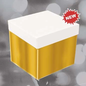 SCATOLA SORPRESA ORO CON COPERCHIO BIANCO 60X60X60 CM VUOTA