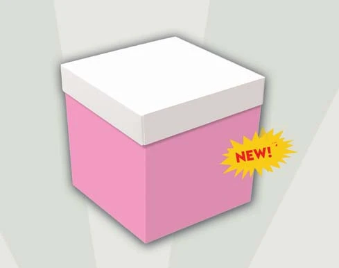 SCATOLA SORPRESA ROSA CON COPERCHIO BIANCO 60X60X60 CM VUOTA