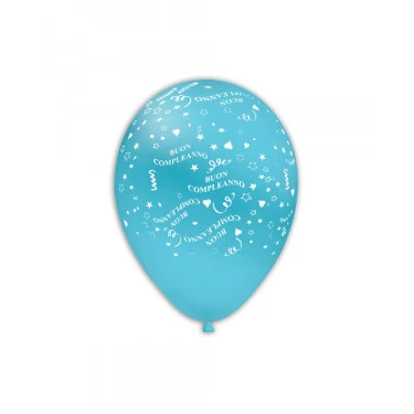 PALLONCINO LATTICE AZZURRO BUON COMPLEANNO (30 CM CIRCA) 100 PZ 