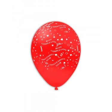 PALLONCINO LATTICE ROSSO BUON COMPLEANNO (30 CM CIRCA) 100 PZ