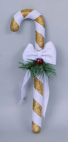 "NATALE" Bastone polistirolo oro cm 8X14X42 oro decorazione fascia bianca e fiocco