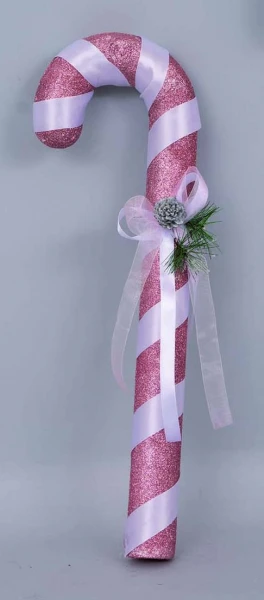"NATALE" Bastone polistirolo rosa cm 12x21x66 rosa decorazione rosa e fiocco