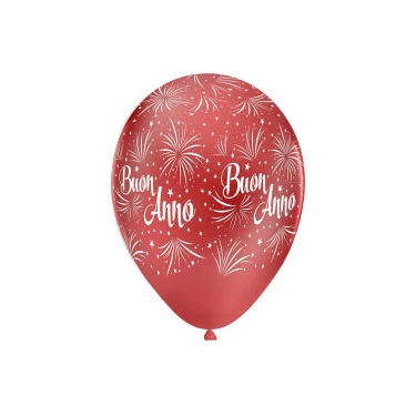 PALLONCINO LATTICE ROSSO METALLIZZATO BUON ANNO (30 CM CIRCA) 100 PZ
