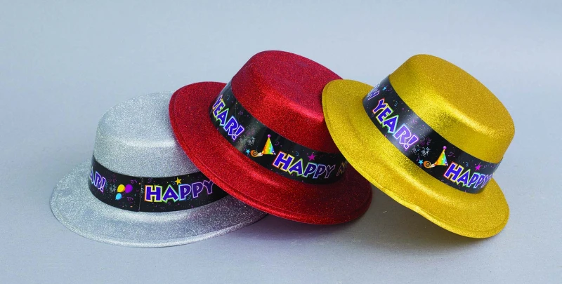 "NATALE" CAPPELLO IN PVC GLITTERATO COLORI ASSORTITI CM 27X11