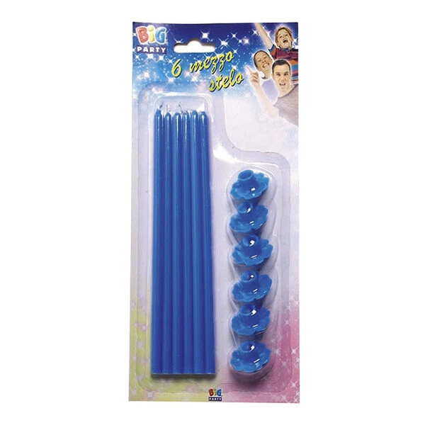 CANDELA MATITA AZZURRA 20 CM 6 PZ PER CONFEZIONE