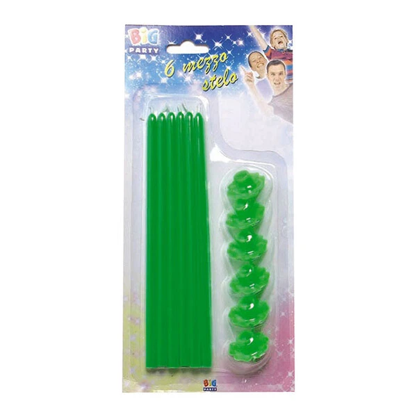CANDELA MATITA VERDE 20 CM 6 PZ PER CONFEZIONE