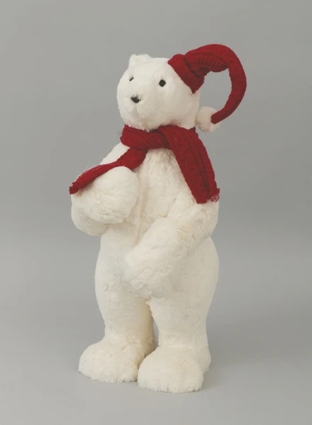 "NATALE" ORSO PELUCHE BIANCO C/SCIARPA ROSSA CM.27X21X56