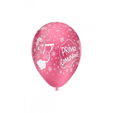 PALLONCINO LATTICE ROSA CON STAMPA COMUNIONE (30 CM CIRCA) 100 PZ