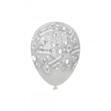 PALLONCINO LATTICE TRASPARENTE CON STAMPA COMUNIONE (30 CM CIRCA) 100 PZ