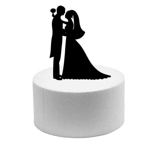 SAGOMA PER TORTA IN POLISTIROLO COPPIA SPOSI CON BOUQUET H 20 CM