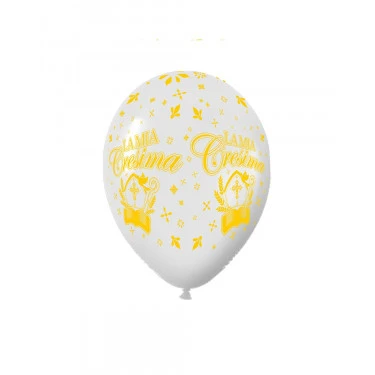 PALLONCINO LATTICE BIANCO CON STAMPA PER CRESIMA (30 CM CIRCA) 100 PZ