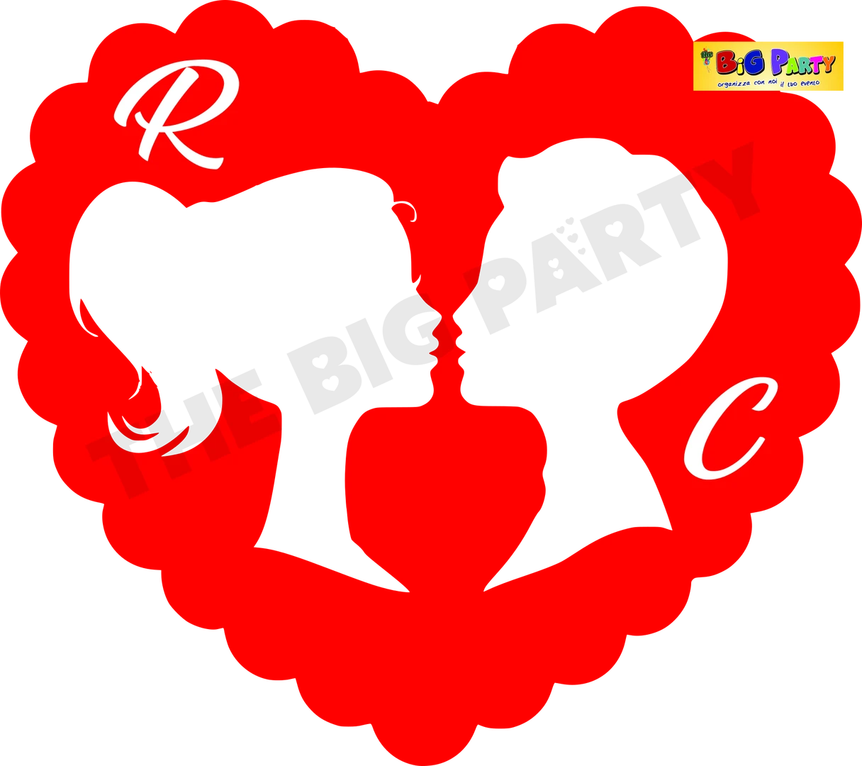 CUORE SAN VALENTINO  PERSONALIZZABILE CON VOLTI E INIZIALI 49X44 CM (CIRCA)   