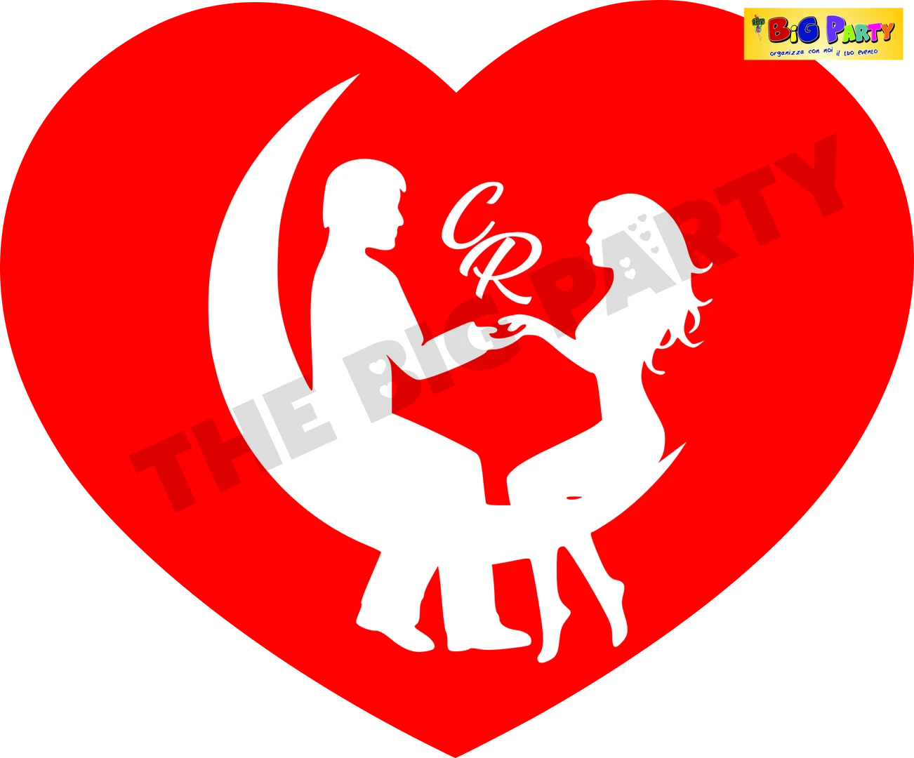 CUORE SAN VALENTINO  PERSONALIZZAILE CON SOGGETTI  LUNA  INIZIALI COLORE ROSSO 49X40 CM (CIRCA)    