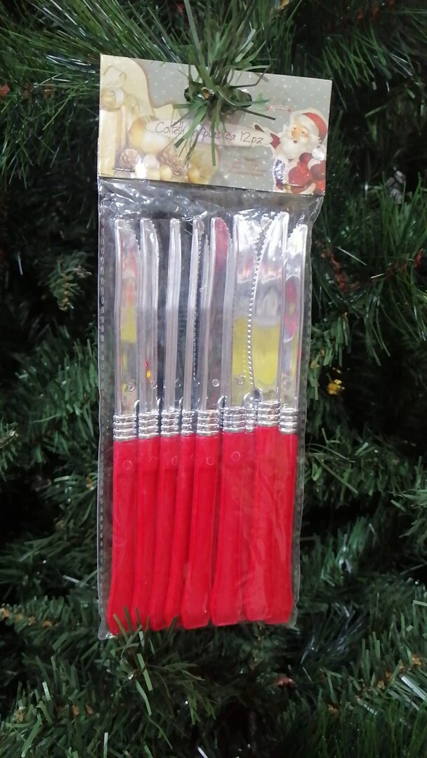 "NATALE" Coltelli natalizi in plastica 12 pz   