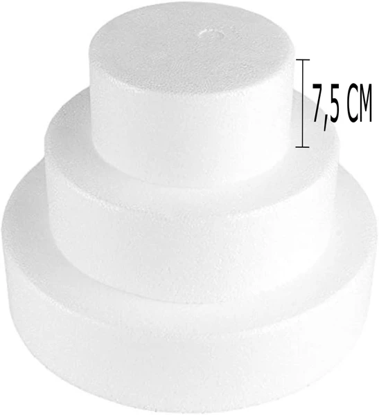 BASE TONDA PER TORTA IN POLISTIROLO ALTEZZA 7,5 CM