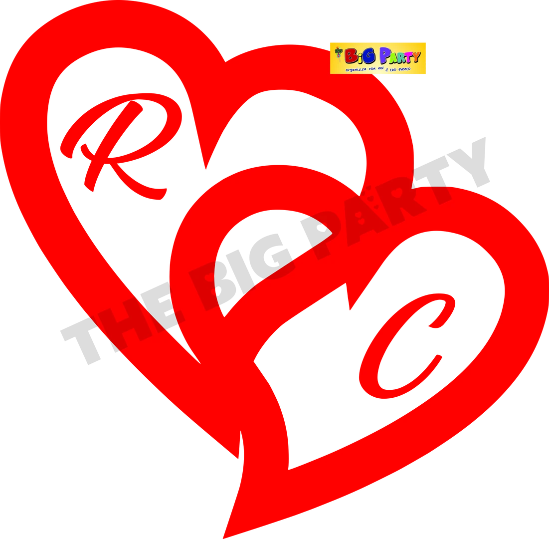 DOPPIO CUORE SAN VALENTINO  PERSONALIZZABILE CON INIZIALI 49X48 CM (CIRCA)   