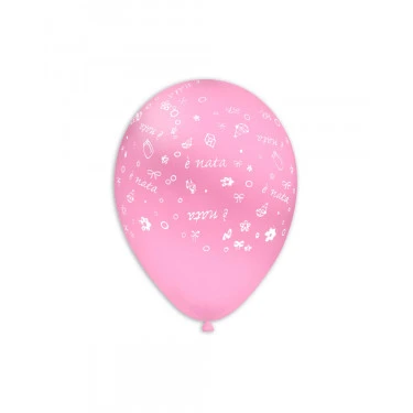 PALLONCINI LATTICE ROSA CON STAMPA E' NATO ( 30 CM CIRCA) 100 PZ