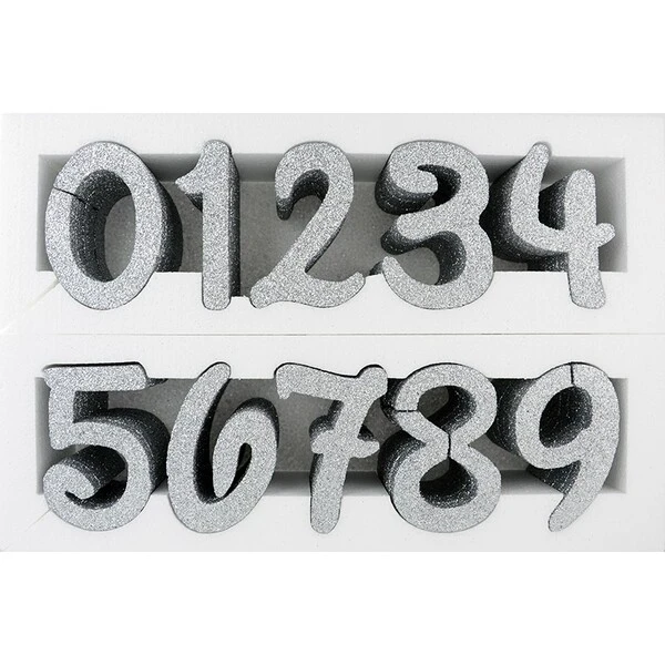 ESPOSITORE IN POLISTIROLO DA 50 NUMERI ARGENTO SPESSORE 2,5 CM, ALTEZZA 10 CM