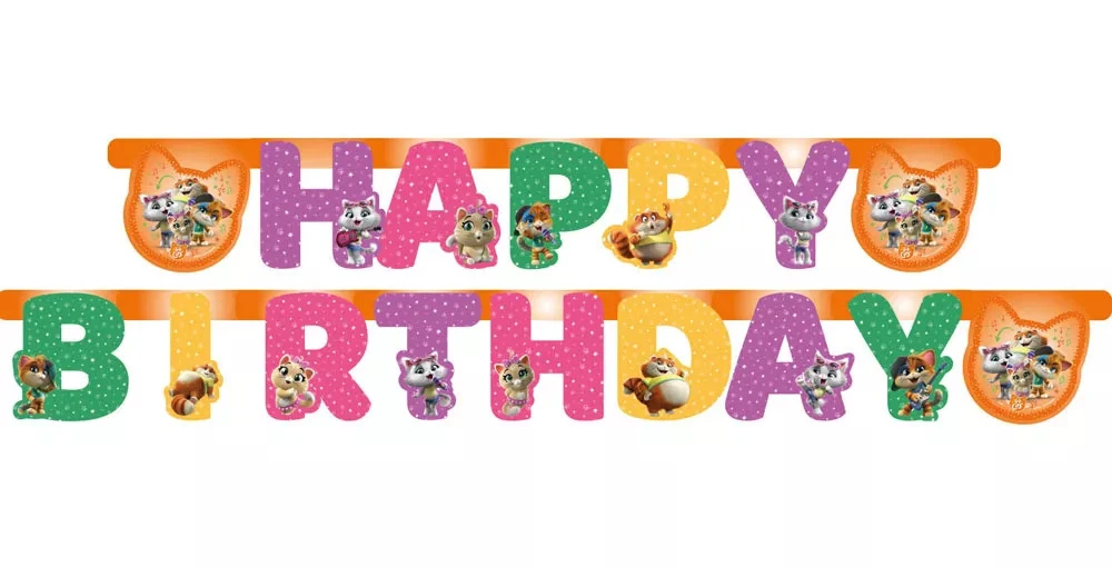 FESTONE 44 GATTI CON SCRITTA HAPPY BIRTHDAY 2.05 MT  
