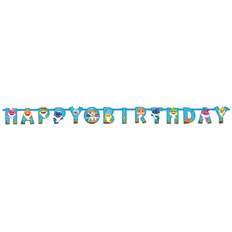 FESTONE LETTERE BABY SHARK  HAPPY BIRTHDAY 1,80 MT