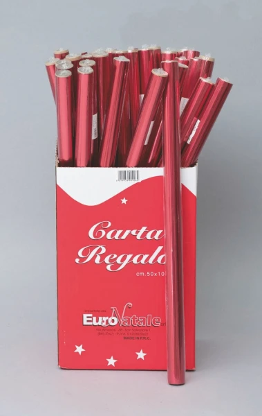 "NATALE" FOGLIO CARTA REGALO ROSSO METALLIZZATO CM 70X100  1.00