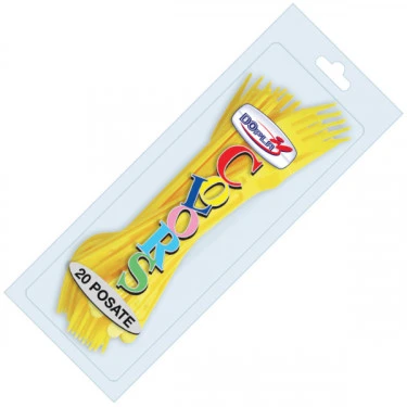 FORCHETTE IN PLASTICA GIALLO  20 PZ