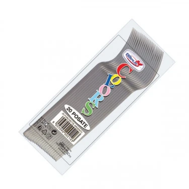 FORCHETTE IN PLASTICA ARGENTO  20 PZ