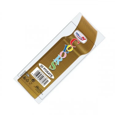 FORCHETTE IN PLASTICA ORO  20 PZ