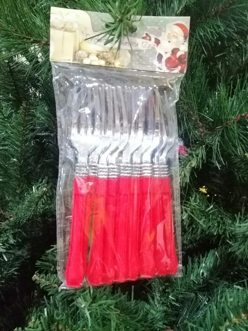 "NATALE" Forchette Natalizie in plastica  12 pz