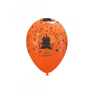 PALLONCINO LATTICE ARANCIO CON STAMPA PER FESTA HALLOWEEN (30 CM CIRCA) 100 PZ