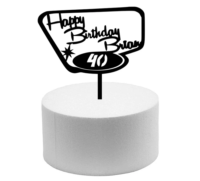 CAKE TOPPER IN POLISTIROLO HAPPY BIRTHDAY E TUO NOME H 20 CM