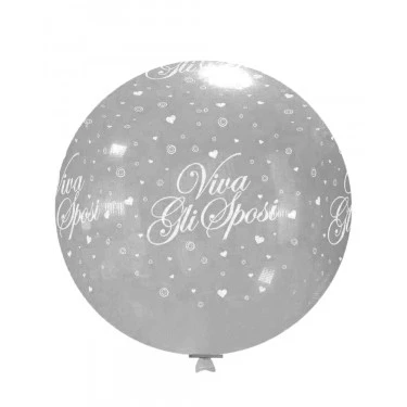 PALLONCINO MONGOLFIERA LATTICE TRASPARENTE VIVA GLI SPOSI PER ESTERNO (95 CM CIRCA) 1 PZ