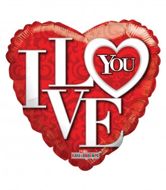 MYLAR CUORE ROSSO I LOVE YOU A STAMPATELLO