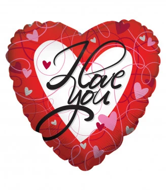 Mylar I Love You Cuori e Strisce Cuore SuperShape 36 1pz