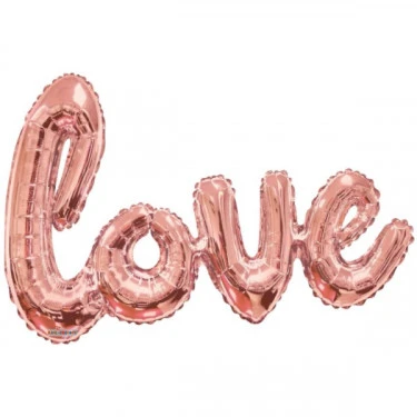 Mylar Love Rosa Gold Scritta Corsivo h84 1pz