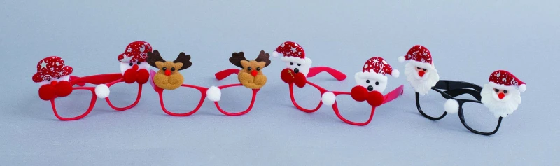 "NATALE" OCCHIALI IN PVC CON DECORI NATALIZI 4 MODELLI ASSORTITI  