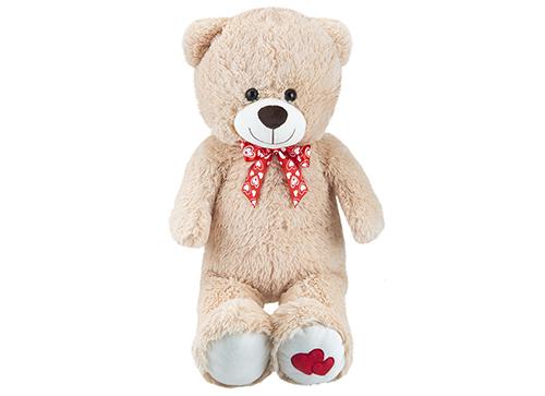 P445045-Peluche orso con fiocco cuori 75 cm 