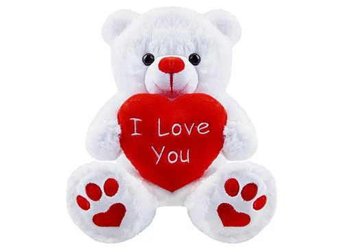 P447074-Peluche orso bianco i love you 20 cm 