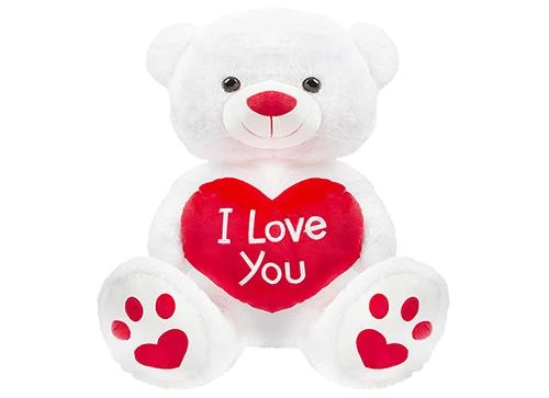 P447076-Peluche bianco i love you 48 cm