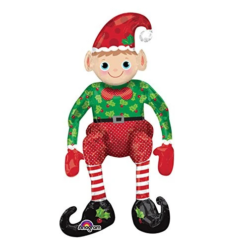 "NATALE" PALLONCINO ELFO IN FOIL GONFIABILE AD ARIA  CM 43X73