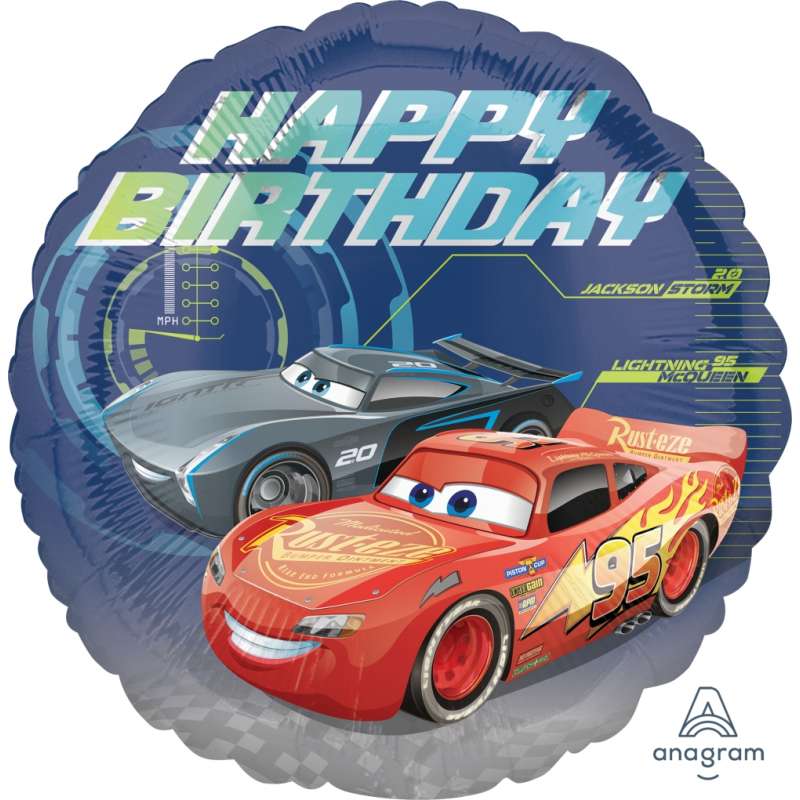 PALLONCINO IN FOIL CARS HAPPY BIRTHDAY GONFIABILE AD ELIO 845 CM CIRCA)